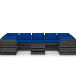 VidaXL 10-delige Loungeset met kussens grijs geïmpregneerd hout