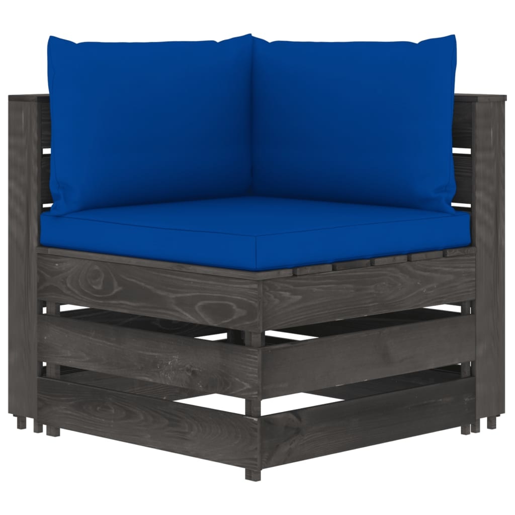 VidaXL 10-delige Loungeset met kussens grijs geïmpregneerd hout