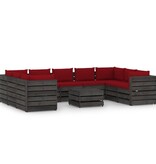 VidaXL 10-delige Loungeset met kussens grijs geïmpregneerd hout