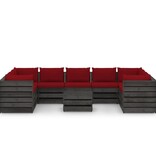 VidaXL 10-delige Loungeset met kussens grijs geïmpregneerd hout