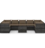 VidaXL 10-delige Loungeset met kussens grijs geïmpregneerd hout