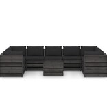VidaXL 10-delige Loungeset met kussens grijs geïmpregneerd hout