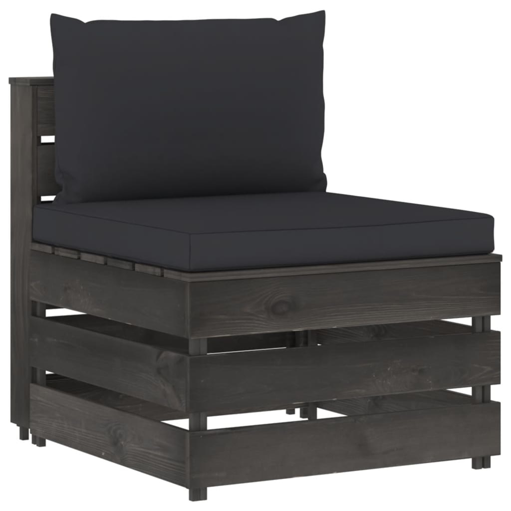 VidaXL 10-delige Loungeset met kussens grijs geïmpregneerd hout