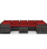 VidaXL 10-delige Loungeset met kussens grijs geïmpregneerd hout