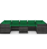 VidaXL 10-delige Loungeset met kussens grijs geïmpregneerd hout