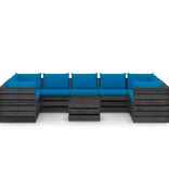 VidaXL 10-delige Loungeset met kussens grijs geïmpregneerd hout