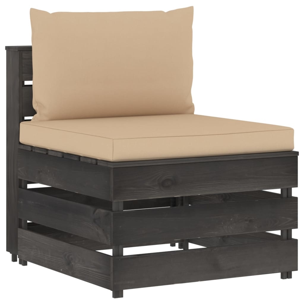 VidaXL 10-delige Loungeset met kussens grijs geïmpregneerd hout