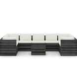 VidaXL 10-delige Loungeset met kussens grijs geïmpregneerd hout