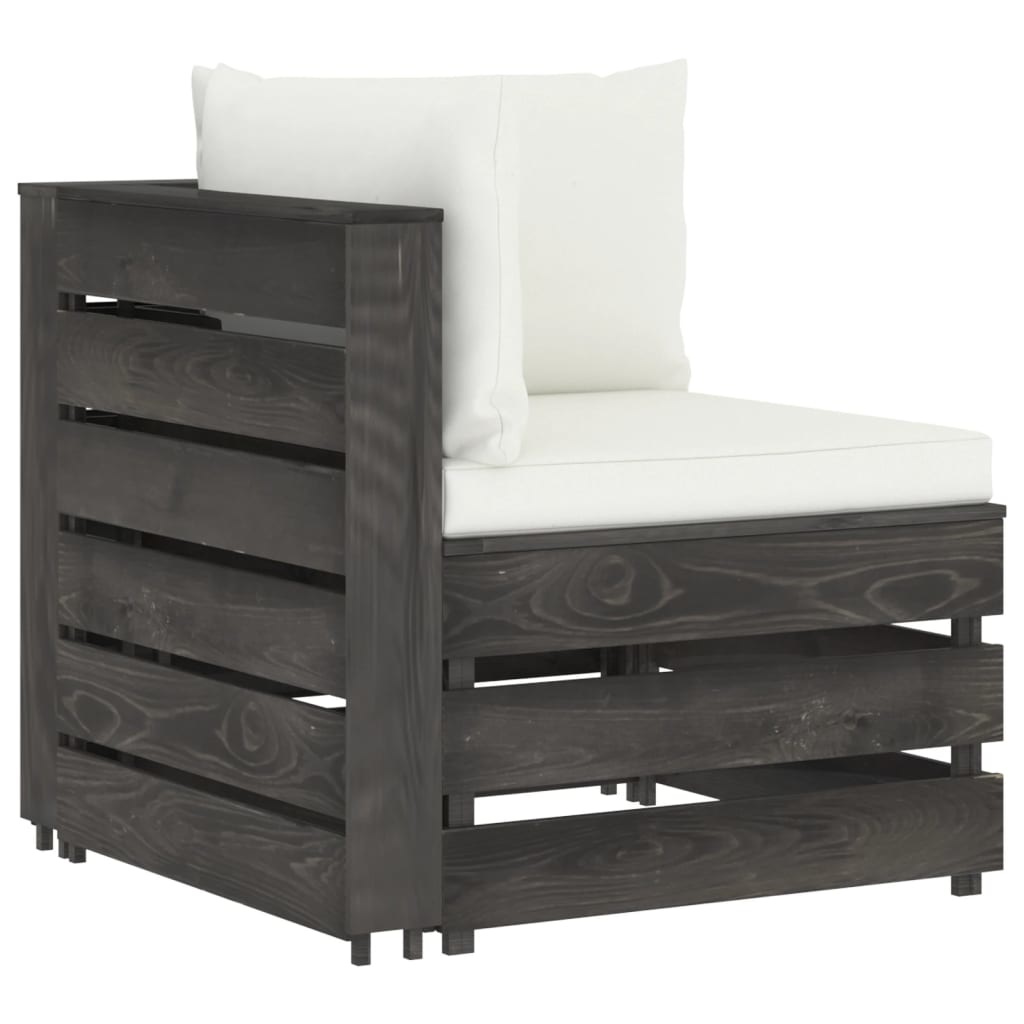 VidaXL 10-delige Loungeset met kussens grijs geïmpregneerd hout