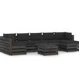 VidaXL 8-delige Loungeset met kussens grijs geïmpregneerd hout