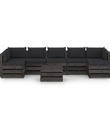 VidaXL 8-delige Loungeset met kussens grijs geïmpregneerd hout