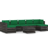 VidaXL 8-delige Loungeset met kussens grijs geïmpregneerd hout