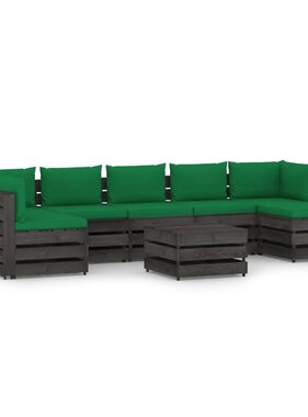 VidaXL 8-delige Loungeset met kussens grijs geïmpregneerd hout