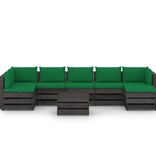 VidaXL 8-delige Loungeset met kussens grijs geïmpregneerd hout