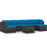 VidaXL 8-delige Loungeset met kussens grijs geïmpregneerd hout