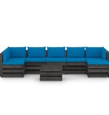 VidaXL 8-delige Loungeset met kussens grijs geïmpregneerd hout