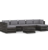 VidaXL 8-delige Loungeset met kussens grijs geïmpregneerd hout