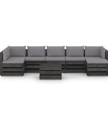 VidaXL 8-delige Loungeset met kussens grijs geïmpregneerd hout
