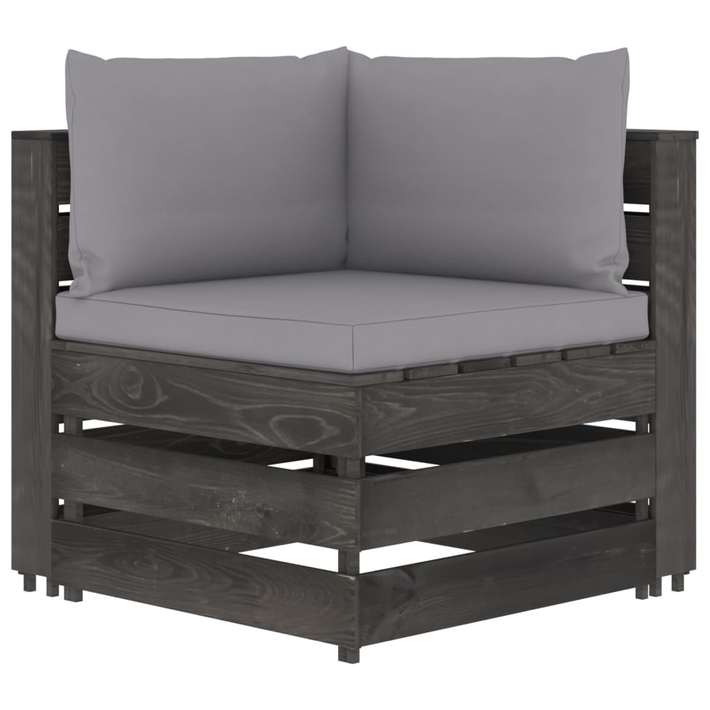 VidaXL 8-delige Loungeset met kussens grijs geïmpregneerd hout