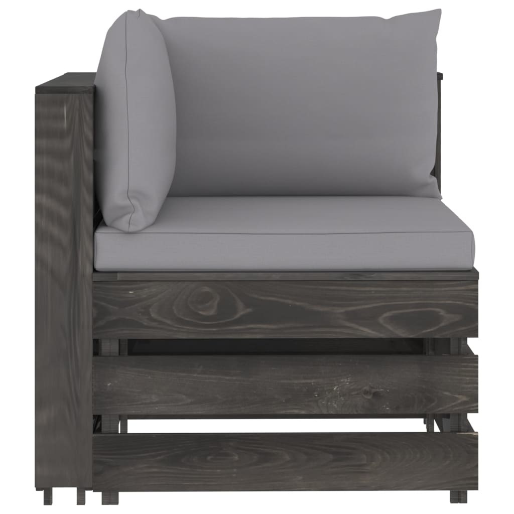 VidaXL 8-delige Loungeset met kussens grijs geïmpregneerd hout