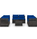 VidaXL 9-delige Loungeset met kussens grijs geïmpregneerd hout