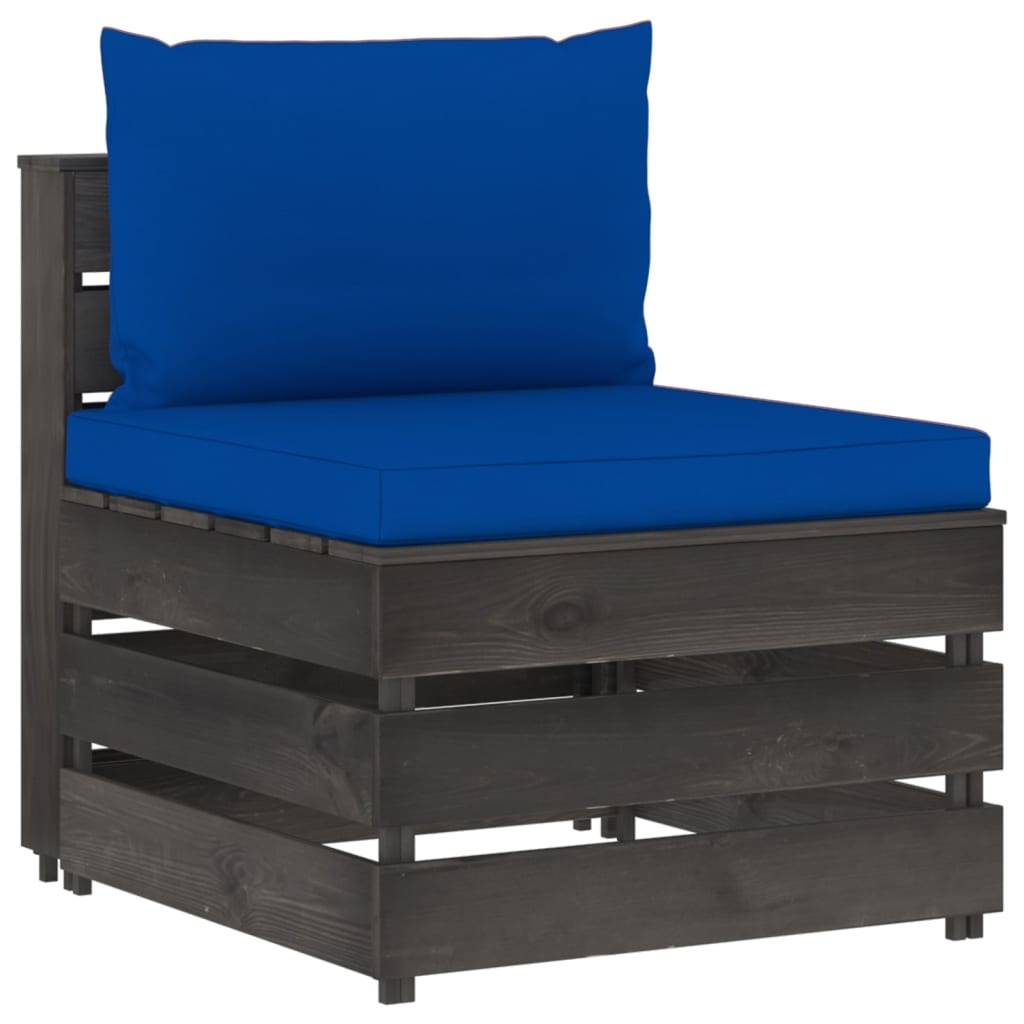 VidaXL 9-delige Loungeset met kussens grijs geïmpregneerd hout