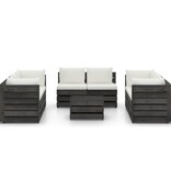 VidaXL 9-delige Loungeset met kussens grijs geïmpregneerd hout