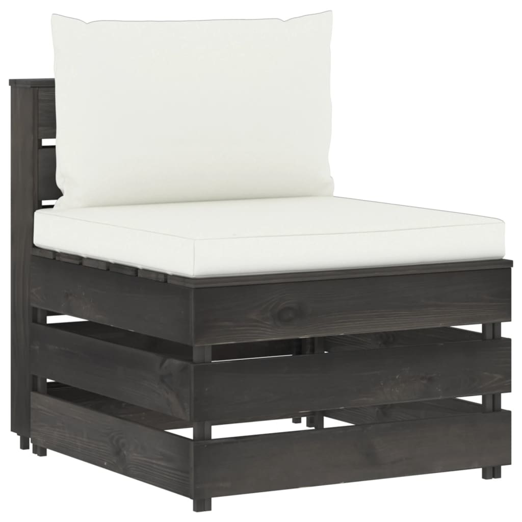 VidaXL 9-delige Loungeset met kussens grijs geïmpregneerd hout