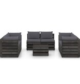 VidaXL 9-delige Loungeset met kussens grijs geïmpregneerd hout