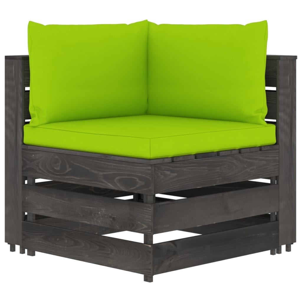 VidaXL 7-delige Loungeset met kussens grijs geïmpregneerd hout