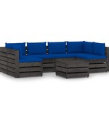 VidaXL 7-delige Loungeset met kussens grijs geïmpregneerd hout