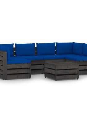 VidaXL 7-delige Loungeset met kussens grijs geïmpregneerd hout