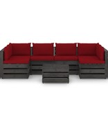VidaXL 7-delige Loungeset met kussens grijs geïmpregneerd hout