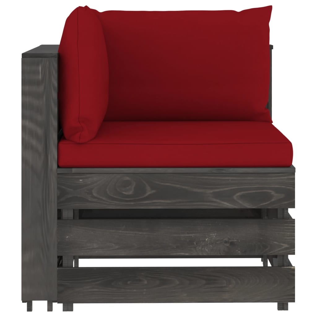 VidaXL 7-delige Loungeset met kussens grijs geïmpregneerd hout