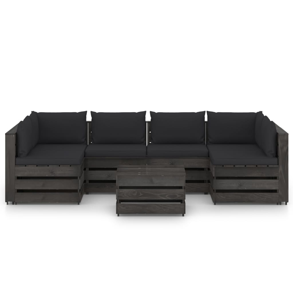 VidaXL 7-delige Loungeset met kussens grijs geïmpregneerd hout