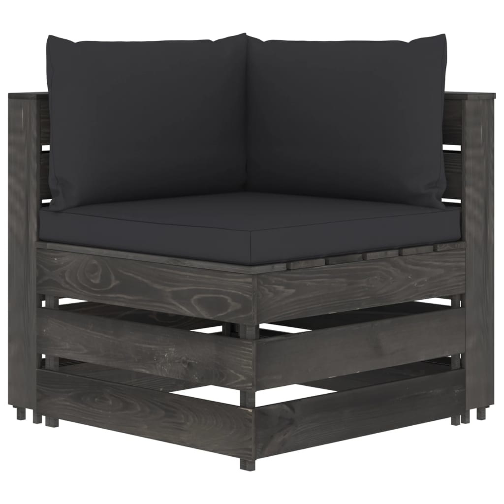 VidaXL 7-delige Loungeset met kussens grijs geïmpregneerd hout