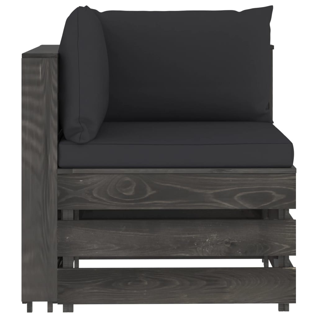 VidaXL 7-delige Loungeset met kussens grijs geïmpregneerd hout