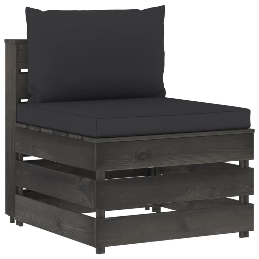 VidaXL 7-delige Loungeset met kussens grijs geïmpregneerd hout