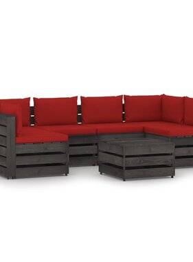 VidaXL 7-delige Loungeset met kussens grijs geïmpregneerd hout