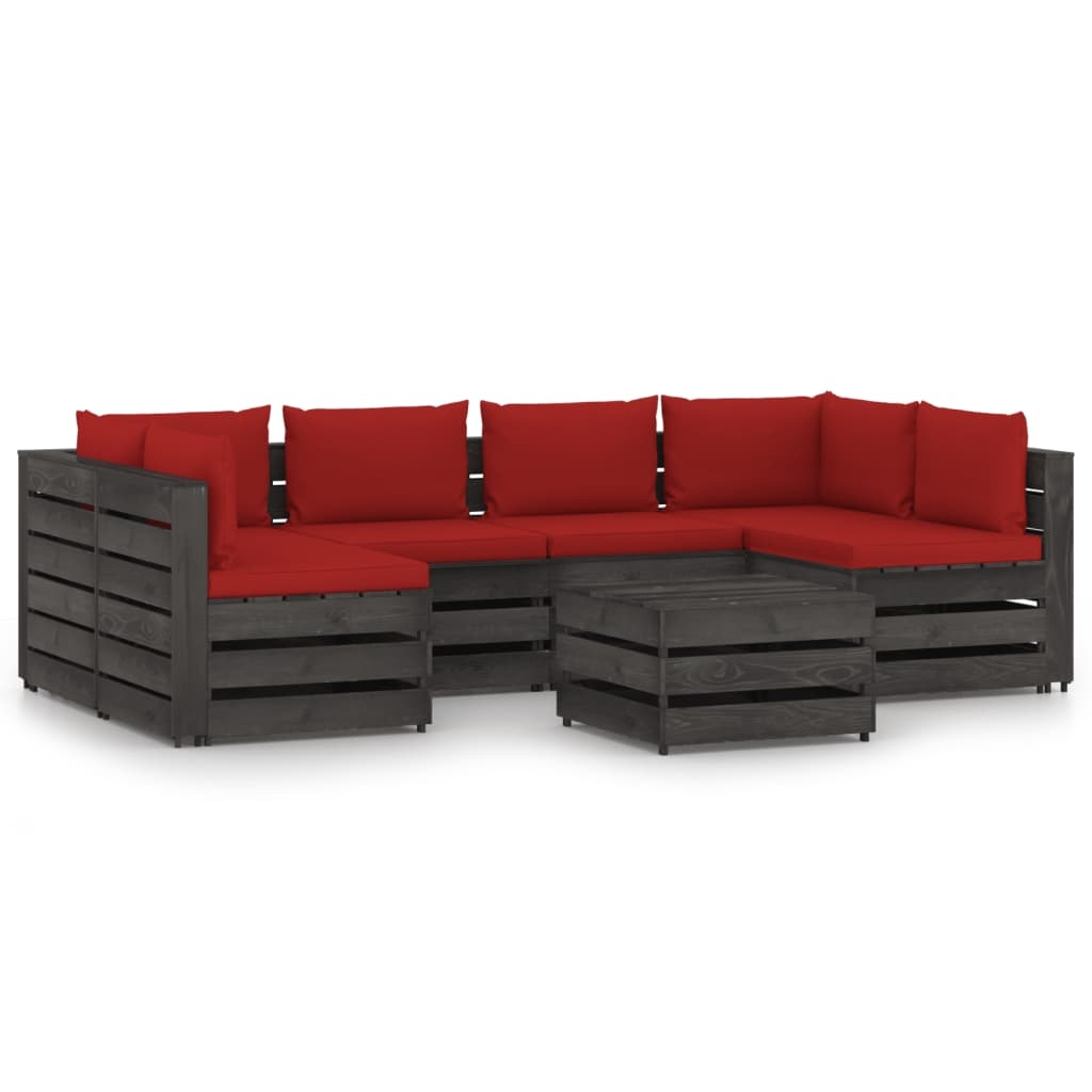 VidaXL 7-delige Loungeset met kussens grijs geïmpregneerd hout