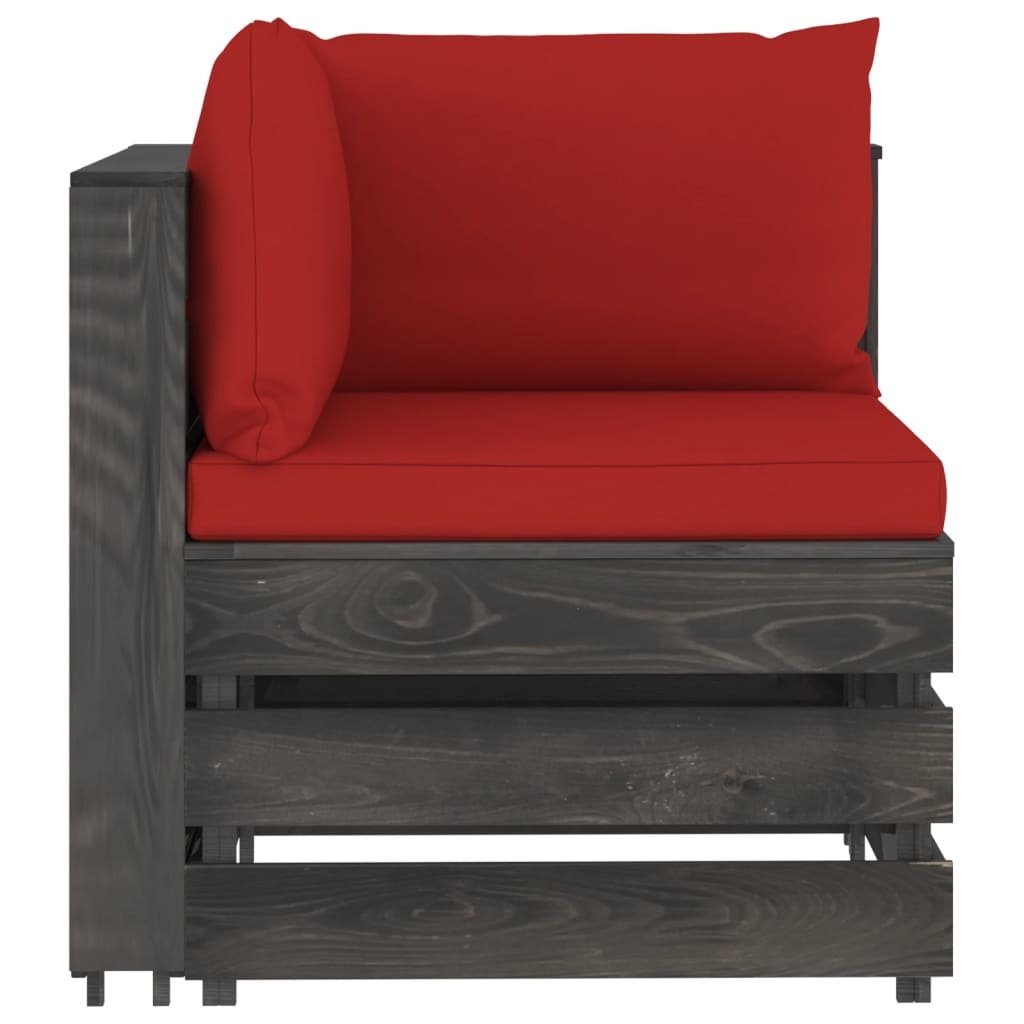 VidaXL 7-delige Loungeset met kussens grijs geïmpregneerd hout