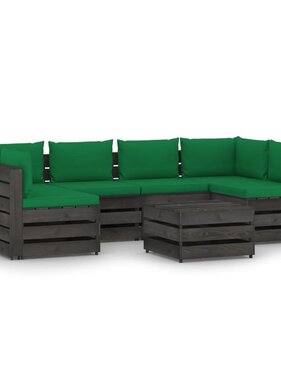 VidaXL 7-delige Loungeset met kussens grijs geïmpregneerd hout