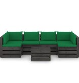 VidaXL 7-delige Loungeset met kussens grijs geïmpregneerd hout