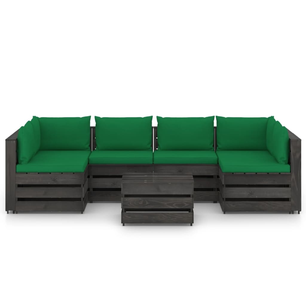 VidaXL 7-delige Loungeset met kussens grijs geïmpregneerd hout