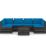VidaXL 7-delige Loungeset met kussens grijs geïmpregneerd hout