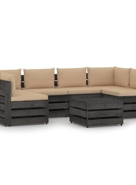 VidaXL 7-delige Loungeset met kussens grijs geïmpregneerd hout
