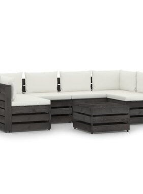 VidaXL 7-delige Loungeset met kussens grijs geïmpregneerd hout
