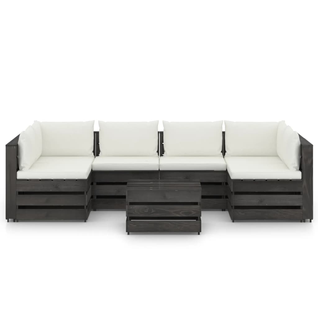 VidaXL 7-delige Loungeset met kussens grijs geïmpregneerd hout