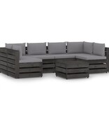 VidaXL 7-delige Loungeset met kussens grijs geïmpregneerd hout
