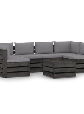 VidaXL 7-delige Loungeset met kussens grijs geïmpregneerd hout